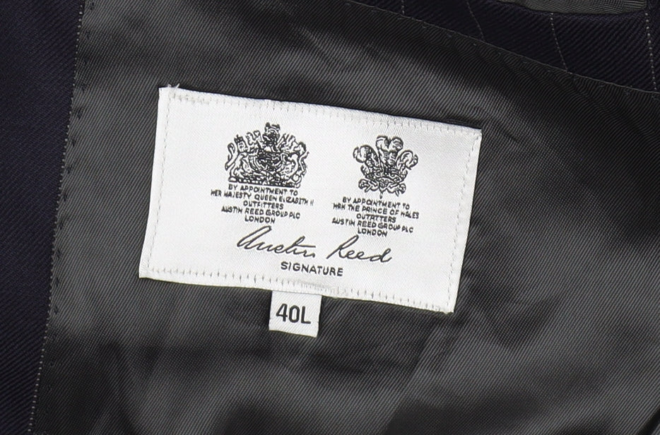 Austin Reed Men's Blue Striped Blazer, 40L, Wool-Cashmere