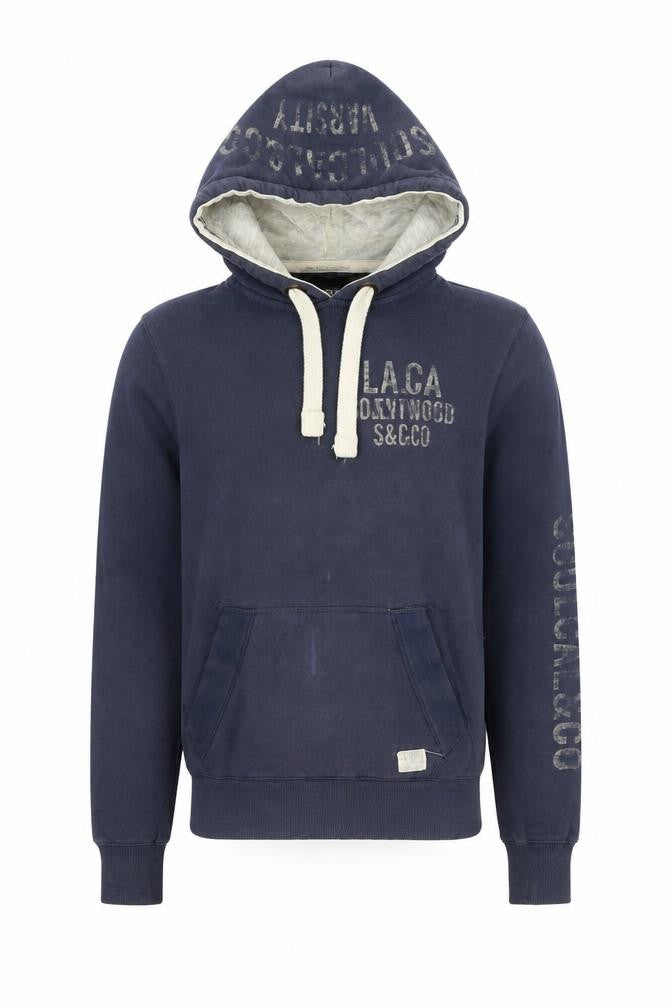Front view of SoulCal Men's Blue Hoodie S Pullover Logo