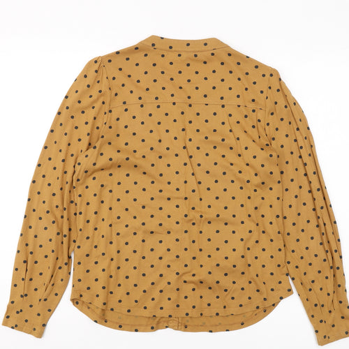 White Stuff Women's Brown Polka Dot Button-Up Shirt