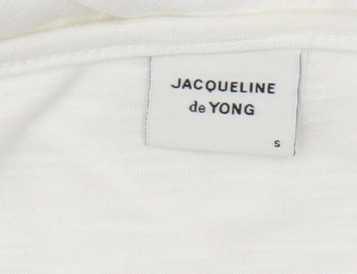 Jacqueline de Yong Women’s White Crochet V-Neck T-Shirt S
