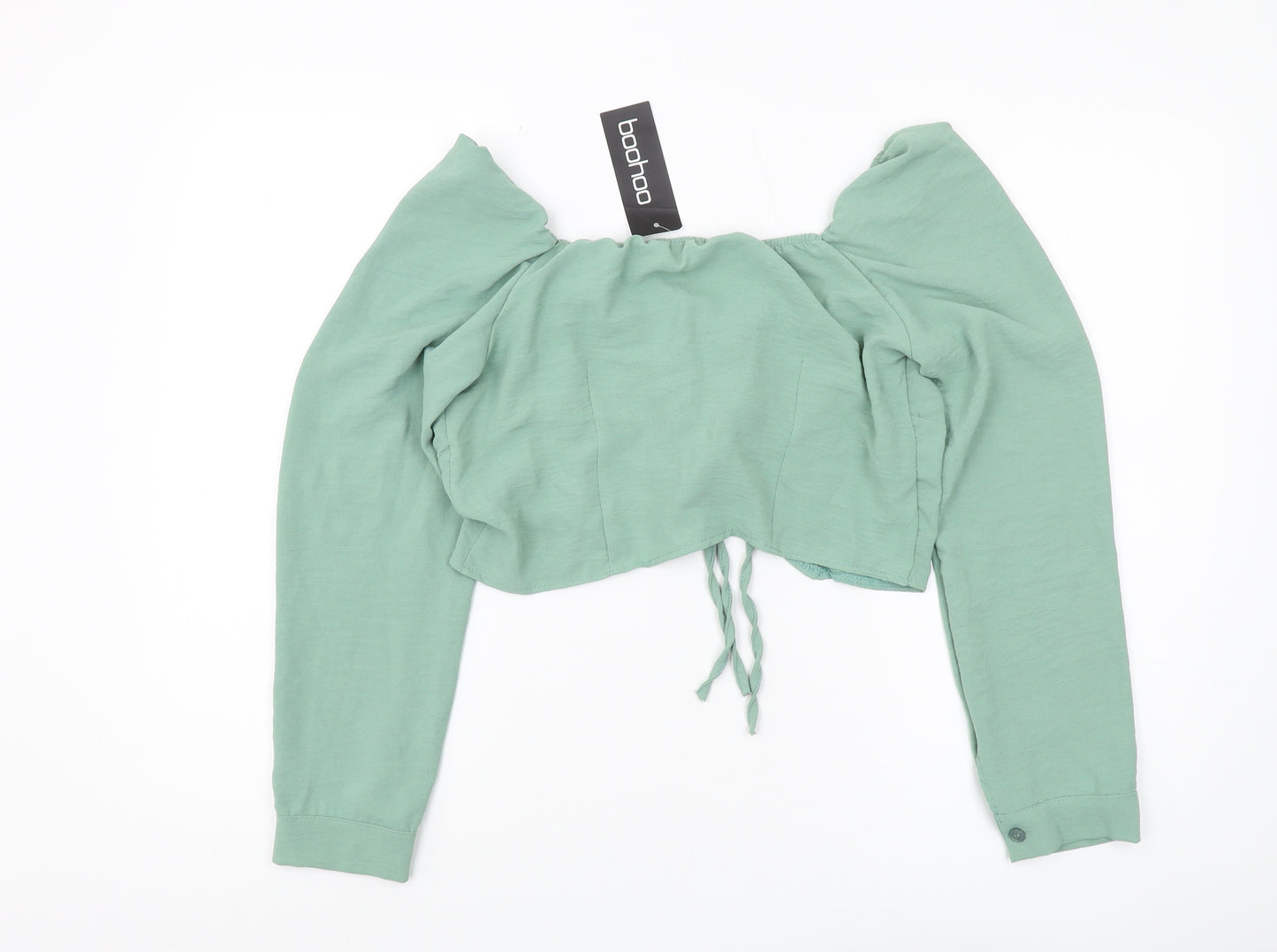 Boohoo Women's Green Cropped Off-Shoulder Blouse Size 12