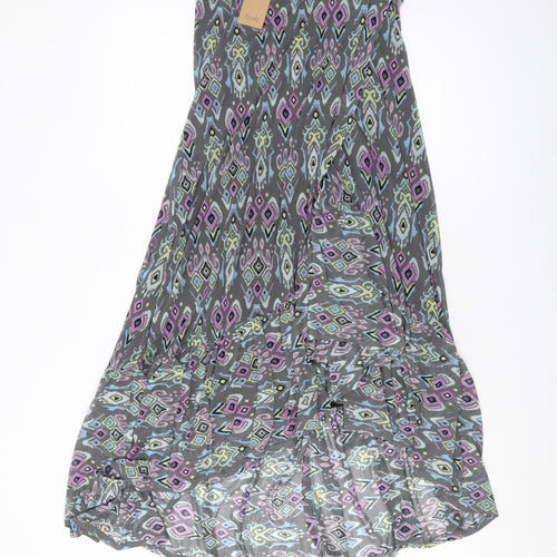 Hush Women's Multicoloured Geometric Long Pleated Skirt UK 8