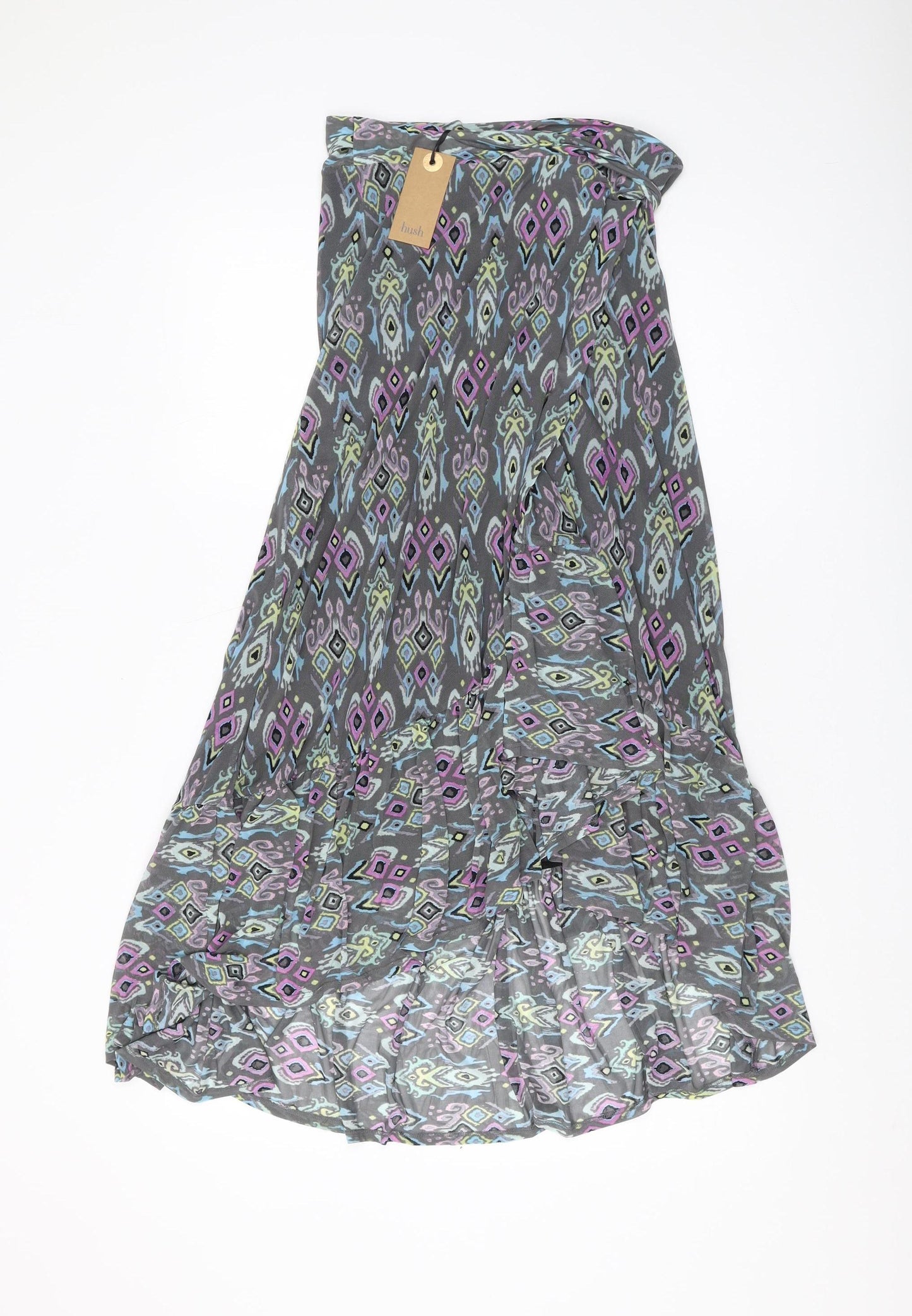 Hush Women's Multicoloured Geometric Long Pleated Skirt UK 8