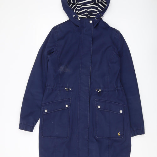 Joules Women's Blue Rain Coat Size 6 Waterproof Hooded