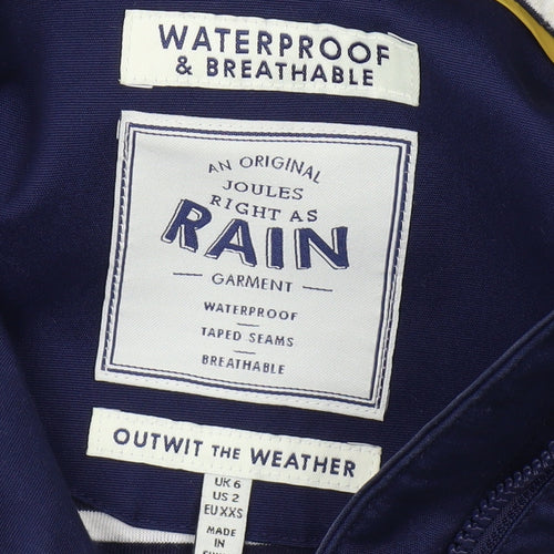 Joules Women's Blue Rain Coat Size 6 Waterproof Hooded