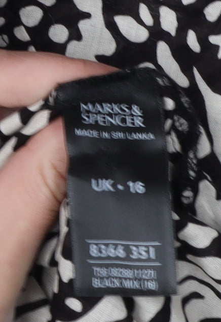 Marks and Spencer Women's Black Animal Print Button-Up