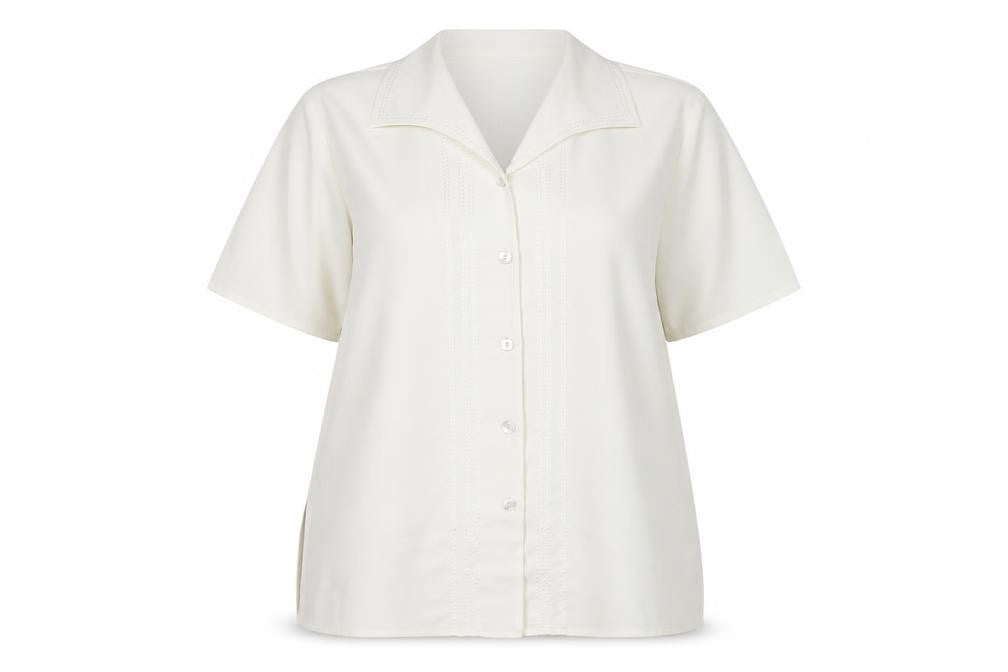 Front view of Platinum Women's Ivory Button-Up Shirt, size 16