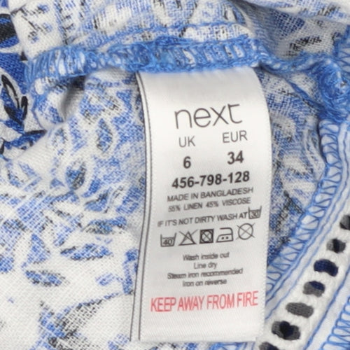 Next Women's Blue Paisley Sheath Dress - Size 6