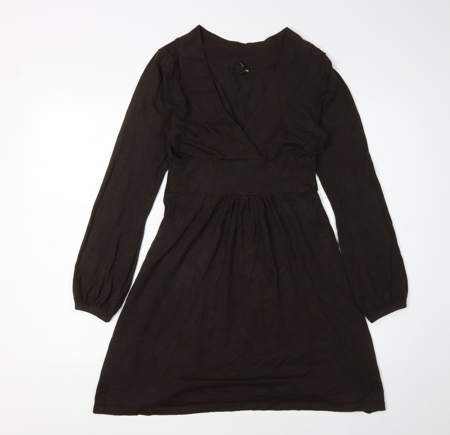 H&M Women's Brown Knee Length V-Neck Dress Size 8