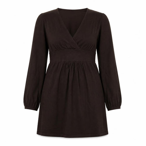 H&M Women's Brown Knee Length V-Neck Dress Size 8