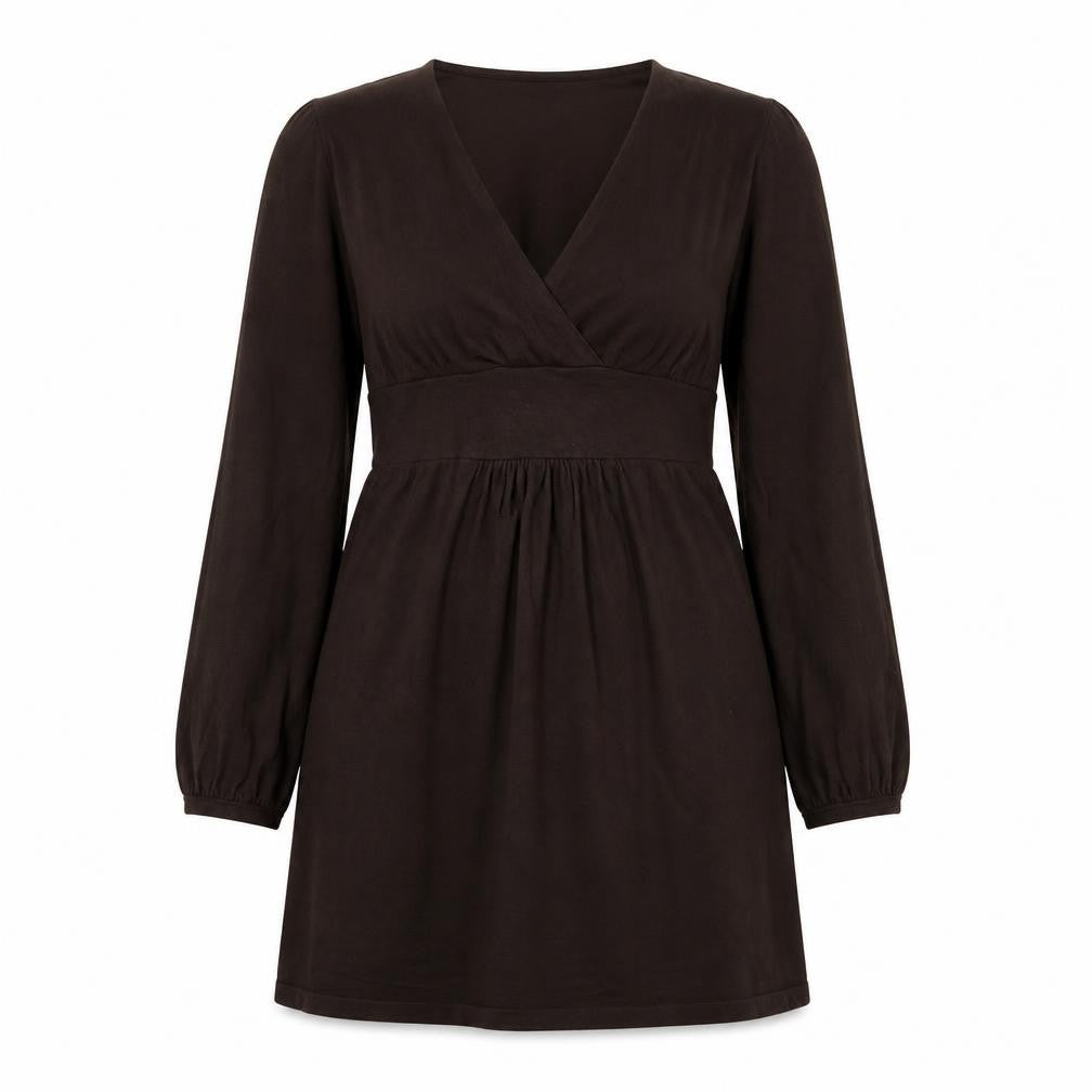H&M Women's Brown Knee Length V-Neck Dress Size 8