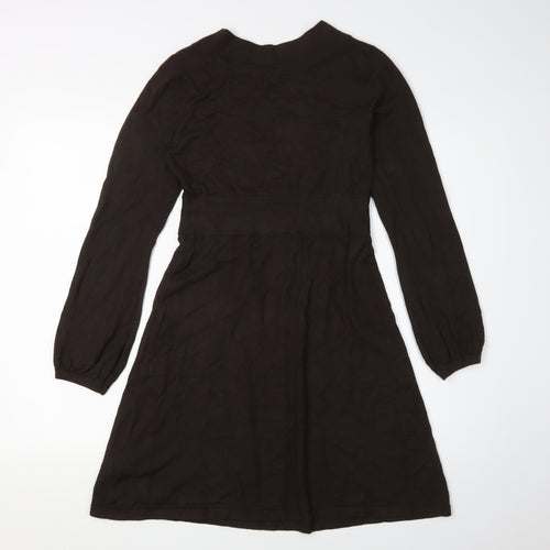H&M Women's Brown Knee Length V-Neck Dress Size 8