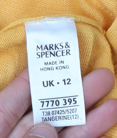 Marks and Spencer Womens Yellow V-Neck Cardigan Size 12