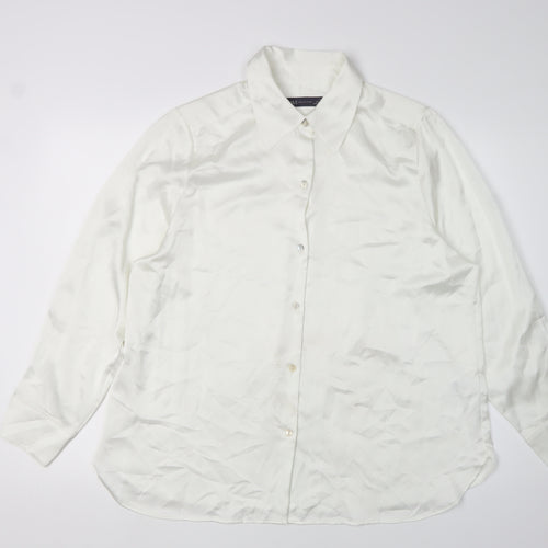 Marks and Spencer Women Ivory Button-Up Shirt Size 16