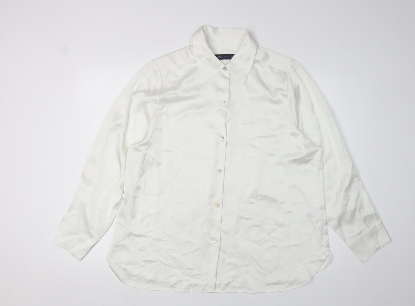 Marks and Spencer Women Ivory Button-Up Shirt Size 16