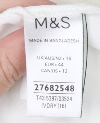 Marks and Spencer Women Ivory Button-Up Shirt Size 16