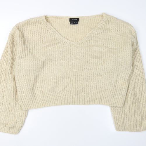 Firetrap Women's Ivory V-Neck Jumper Size 16