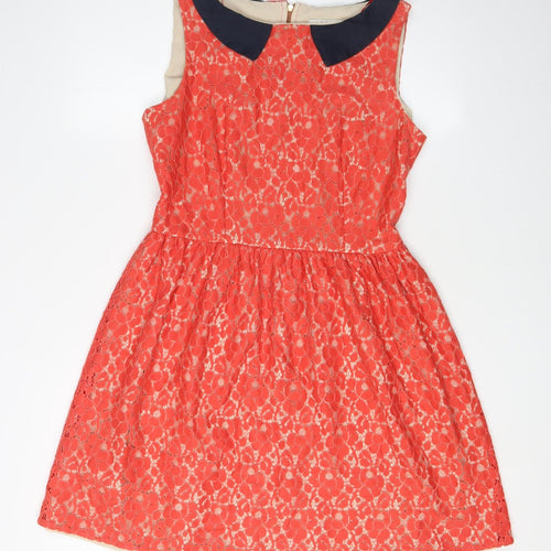 Closet Women's Red Lace Fit & Flare Dress Size 12