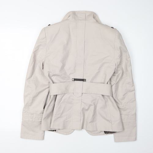 Zara Women's Beige Belted Military Jacket Size 12
