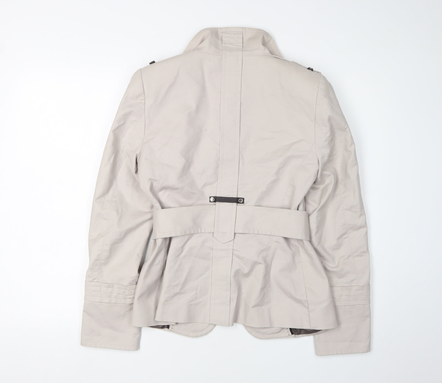 Zara Women's Beige Belted Military Jacket Size 12