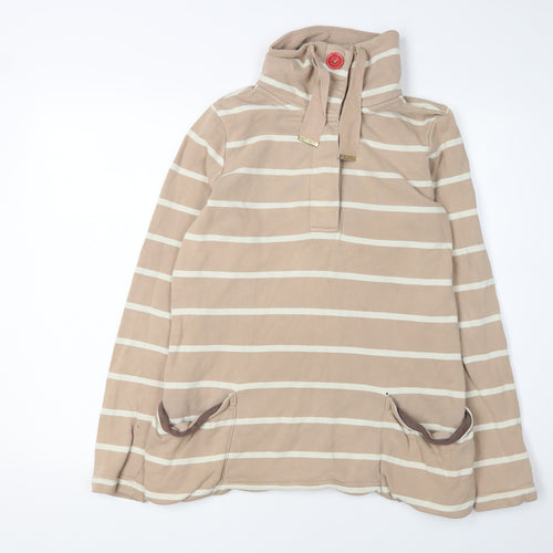 Joule Women's Beige Striped Pullover Sweatshirt Size 12