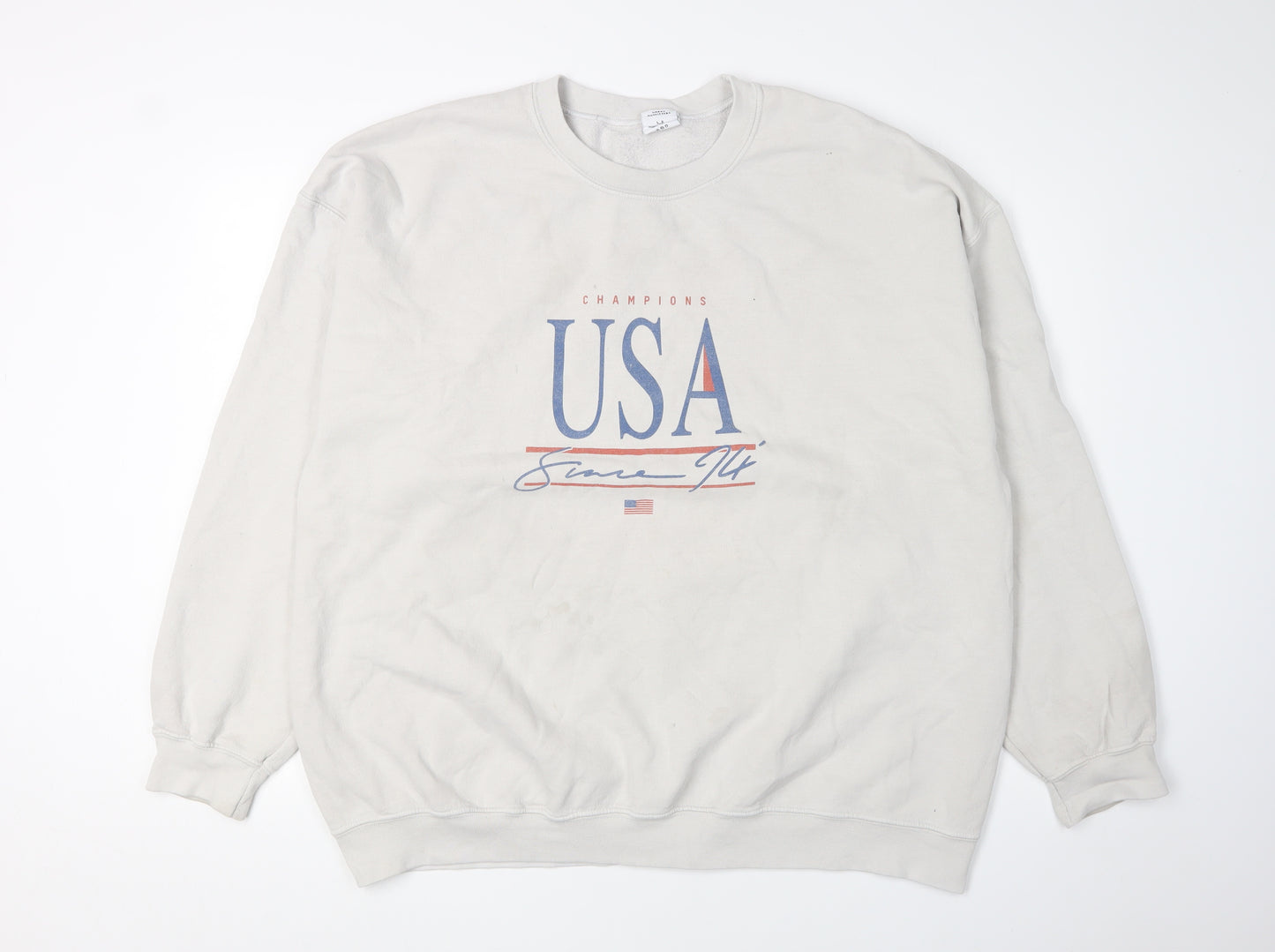 Urban Outfitters Unisex White Graphic Pullover Sweatshirt L