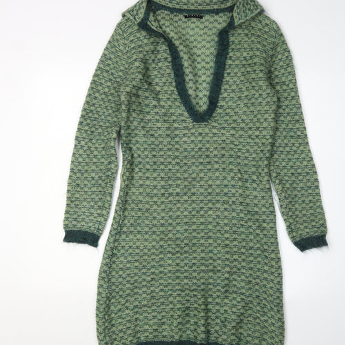 Sisley Women's Green Geometric Jumper Dress M