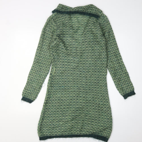 Sisley Women's Green Geometric Jumper Dress M