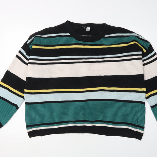 H&M Women's Multicoloured Striped Cotton Jumper Size 12