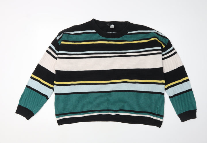 H&M Women's Multicoloured Striped Cotton Jumper Size 12