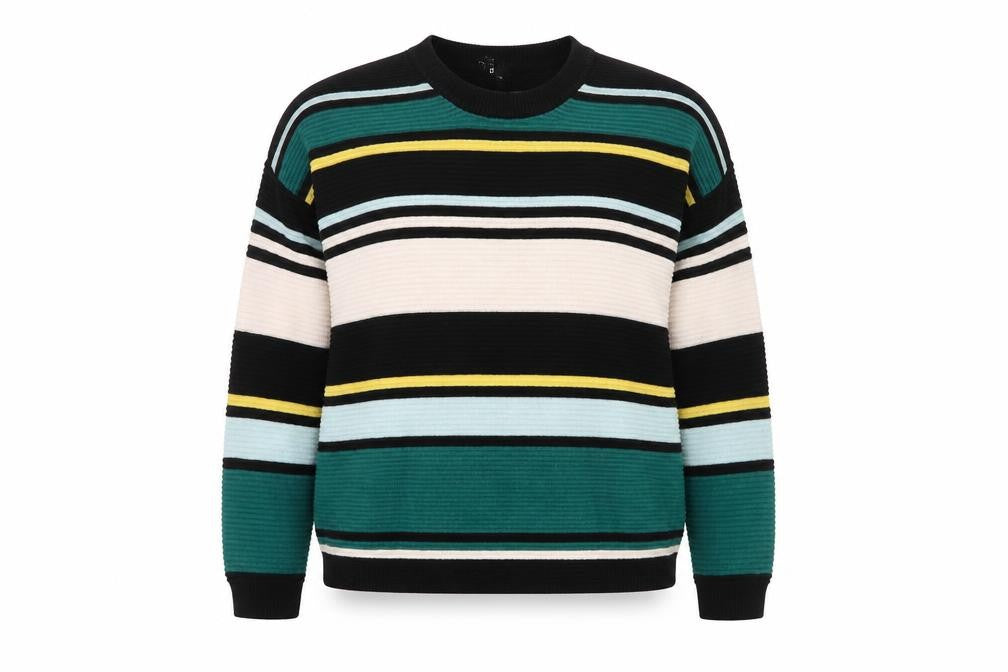 Front view of H&M Women's Multicoloured Striped Cotton Jumper, size 12
