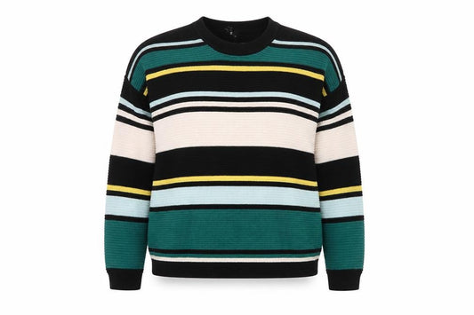 Front view of H&M Women's Multicoloured Striped Cotton Jumper, size 12