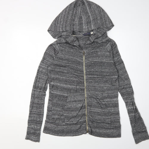 Brandy Melville Women's Grey Full Zip Hoodie One Size