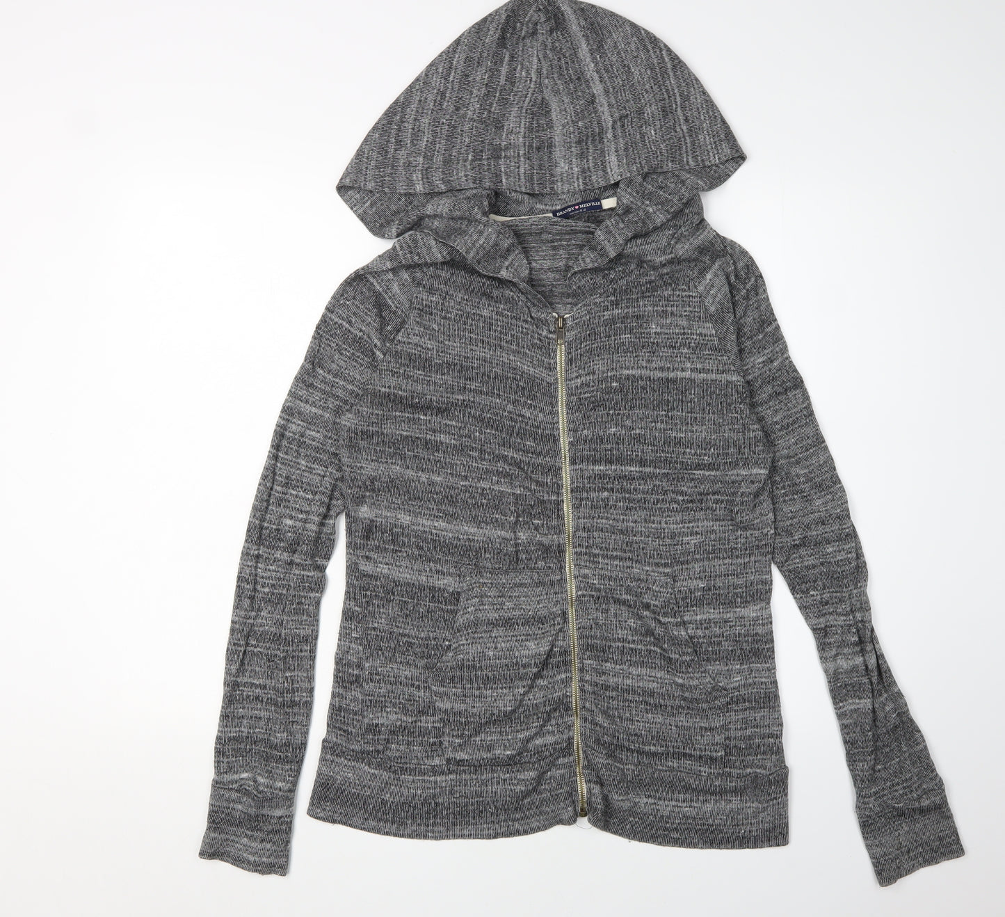 Brandy Melville Women's Grey Full Zip Hoodie One Size