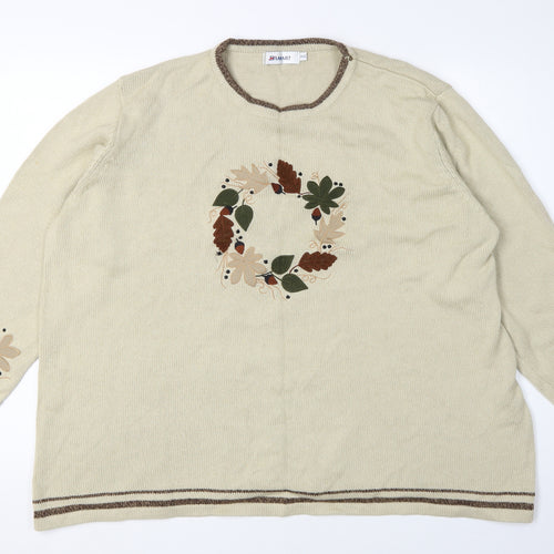 Damart Women's Beige Floral Pullover Jumper Size 24