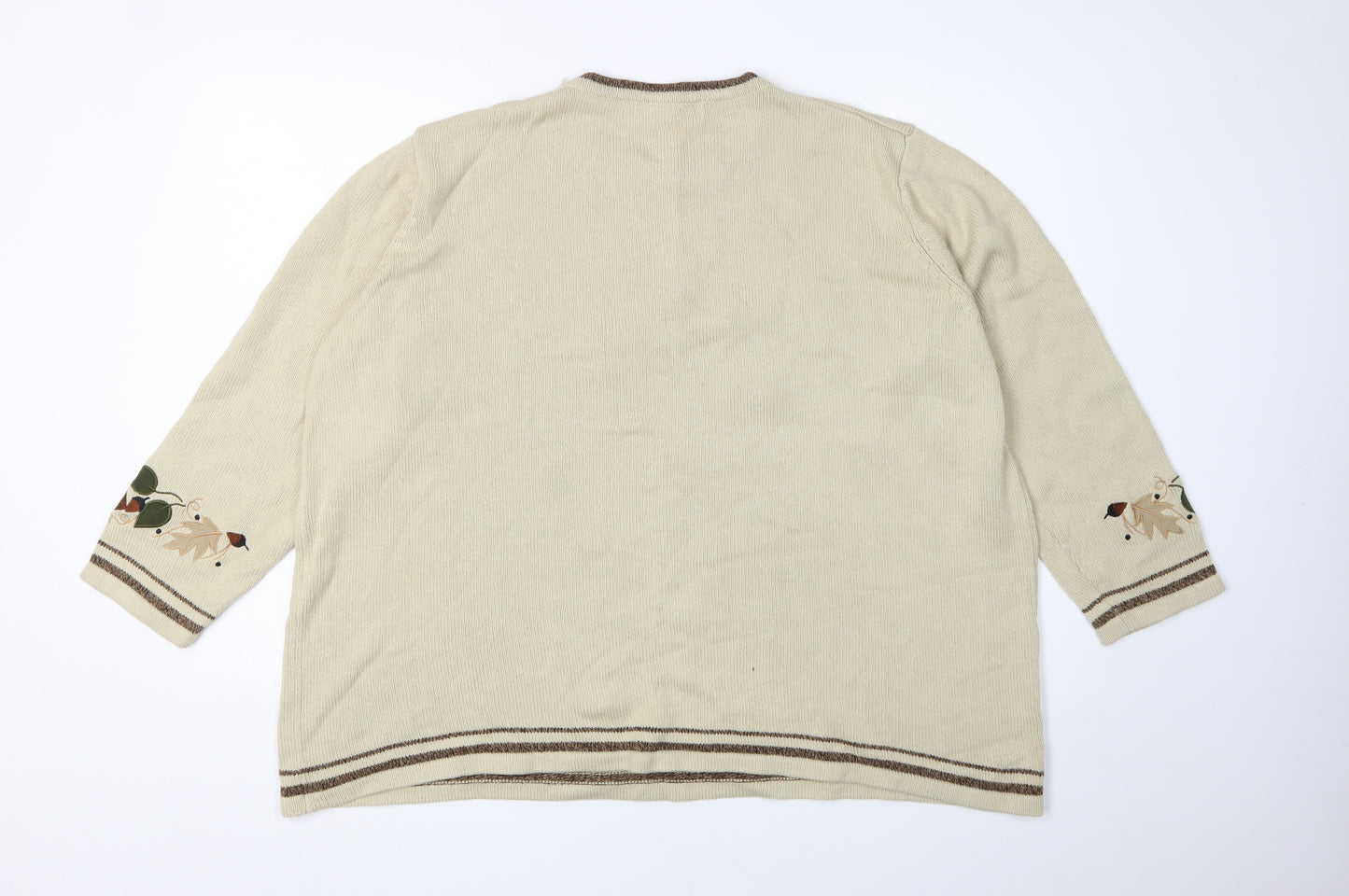 Damart Women's Beige Floral Pullover Jumper Size 24