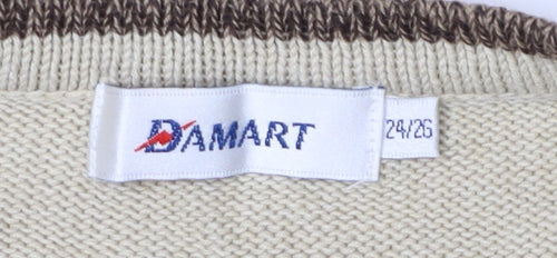 Damart Women's Beige Floral Pullover Jumper Size 24