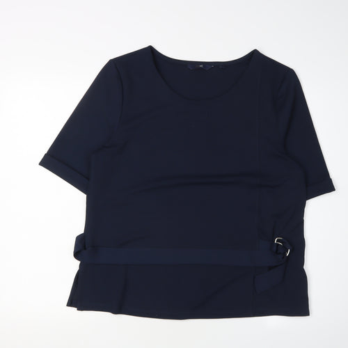 Next Women's Blue Short Sleeve Belted Blouse Size 16