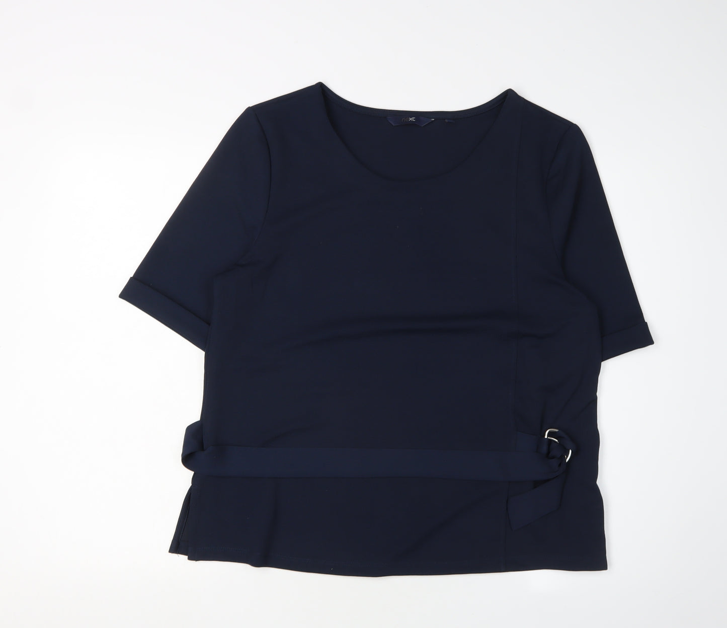 Next Women's Blue Short Sleeve Belted Blouse Size 16