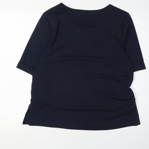 Next Women's Blue Short Sleeve Belted Blouse Size 16
