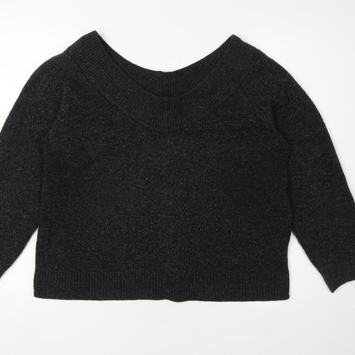 H&M Women Black XL Knit Crew Neck Pullover Jumper