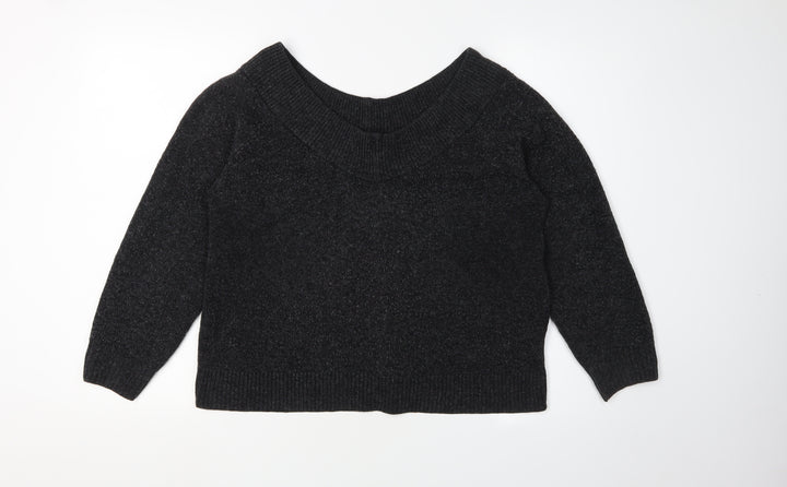 H&M Women Black XL Knit Crew Neck Pullover Jumper