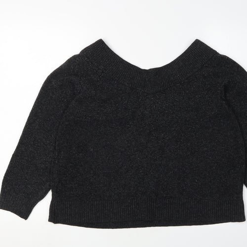 H&M Women Black XL Knit Crew Neck Pullover Jumper