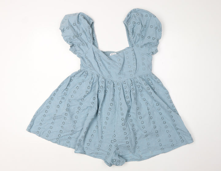 ASOS Women’s Blue Cotton Playsuit Size 10