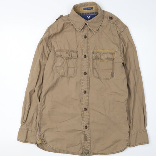 American Eagle Men's Beige XS Casual Button-Up Shirt