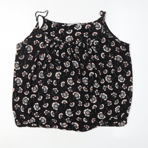 Red Herring Women's Black Floral Tank Top, Size 14