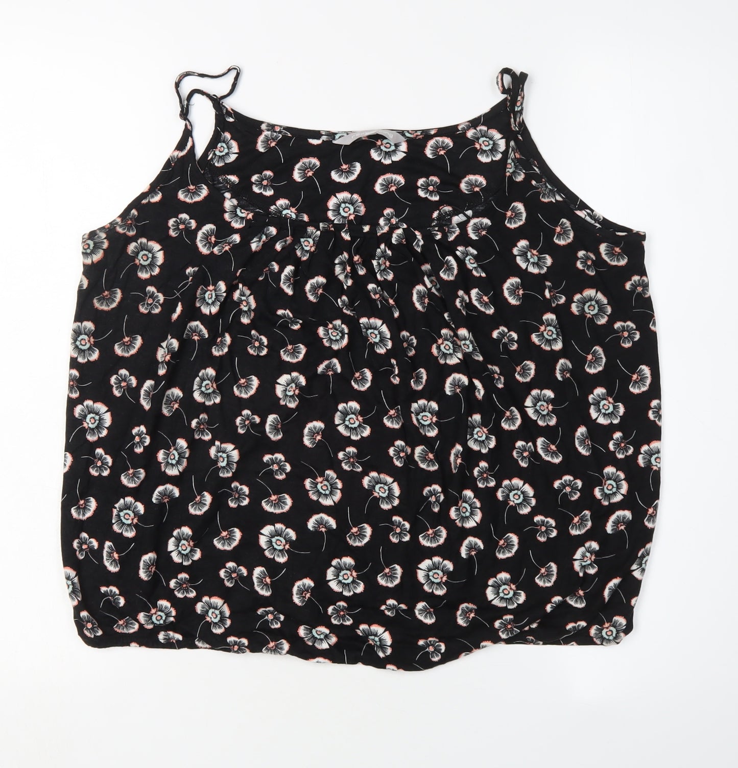 Red Herring Women's Black Floral Tank Top, Size 14
