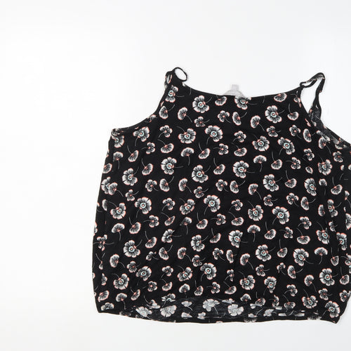 Red Herring Women's Black Floral Tank Top, Size 14