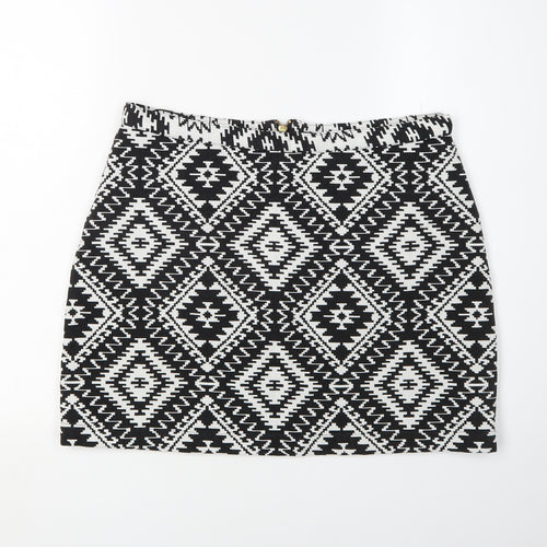 Topshop Women’s Black 14 Pencil Skirt Geometric Tall