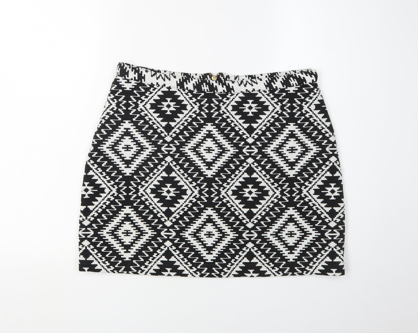 Topshop Women’s Black 14 Pencil Skirt Geometric Tall